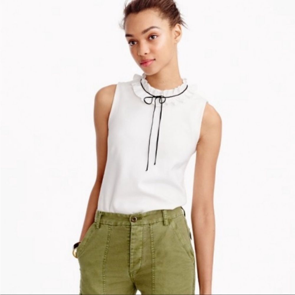 J. Crew ruffle neck top in Ponte office Sleeveless. Size XS.